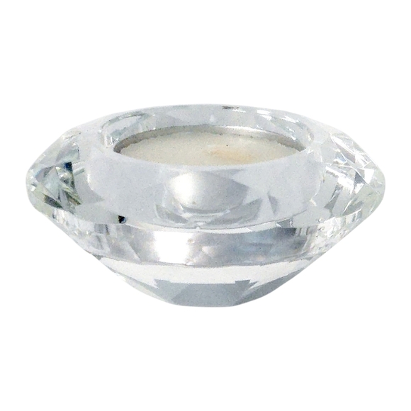 Set of 4 Kate Aspen Diamond Shaped Clear Glass Votive Candle Holders - Picture 1 of 7